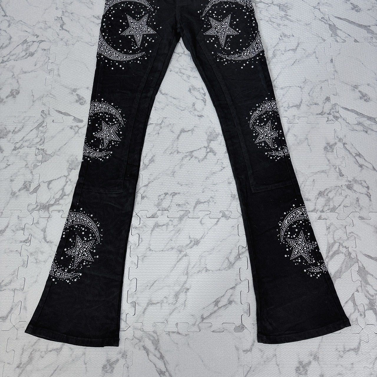 GUAPI PREMIUM waxed calligraphy denim ブラックデニム フレアパンツ