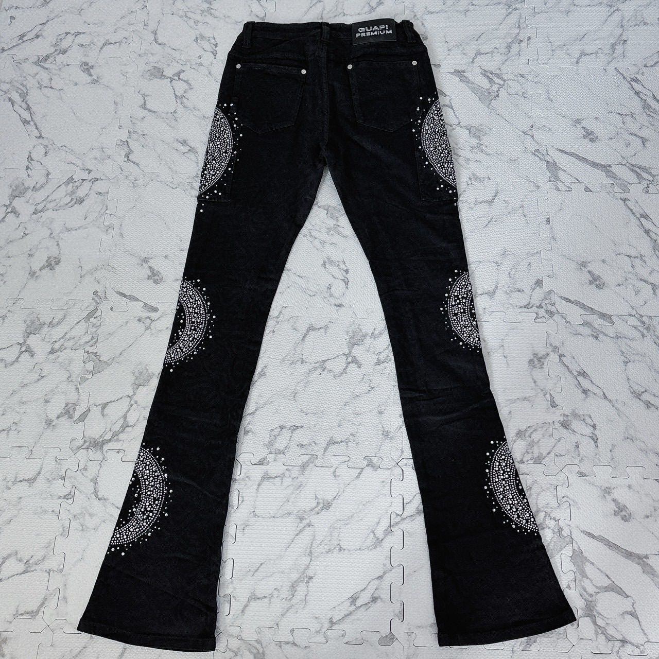 GUAPI PREMIUM waxed calligraphy denim ブラックデニム フレアパンツ