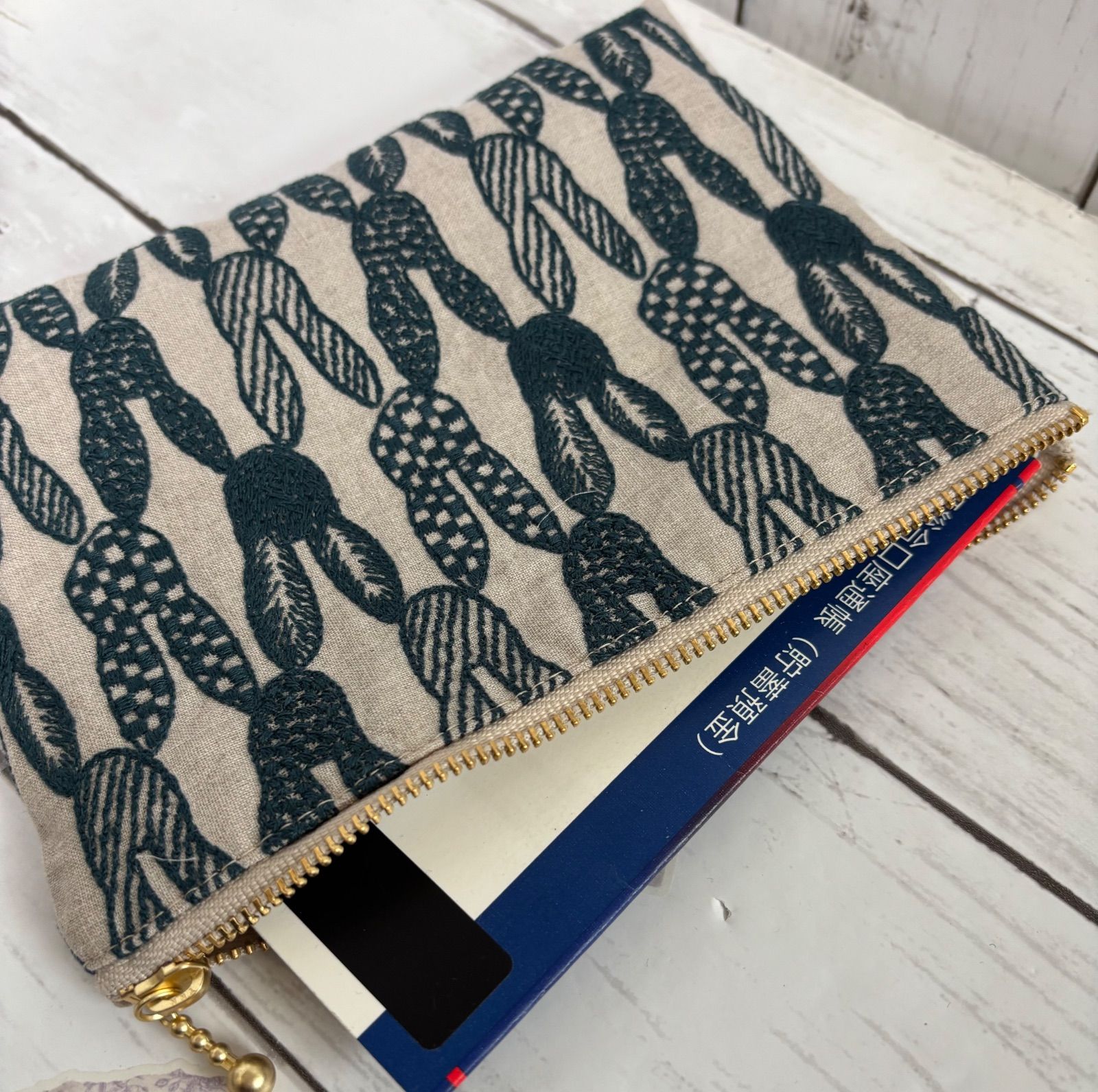 ハンドメイド ミナペルホネン pomppiaベージュのポーチ - メルカリ