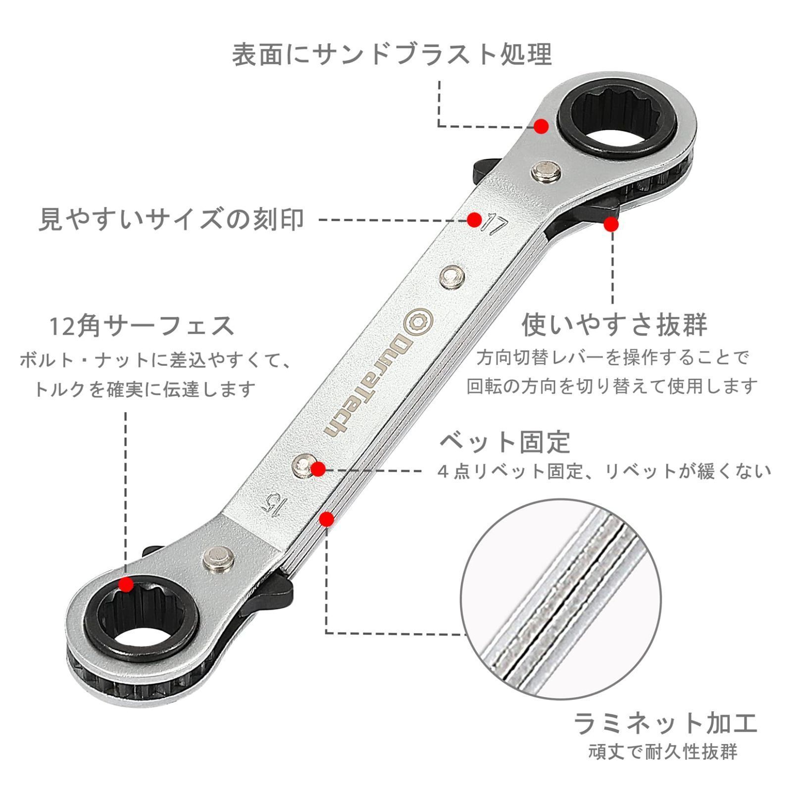 数量限定】メガネレンチセット アングルラチェットレンチセット