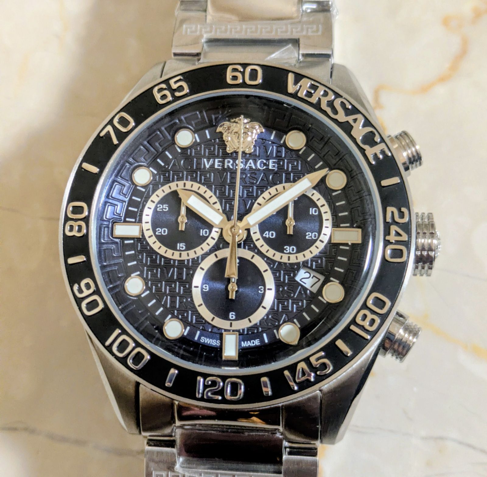 VERSACE／ヴェルサーチェ 新品 ベルサーチ Greca Dome Men's Gold