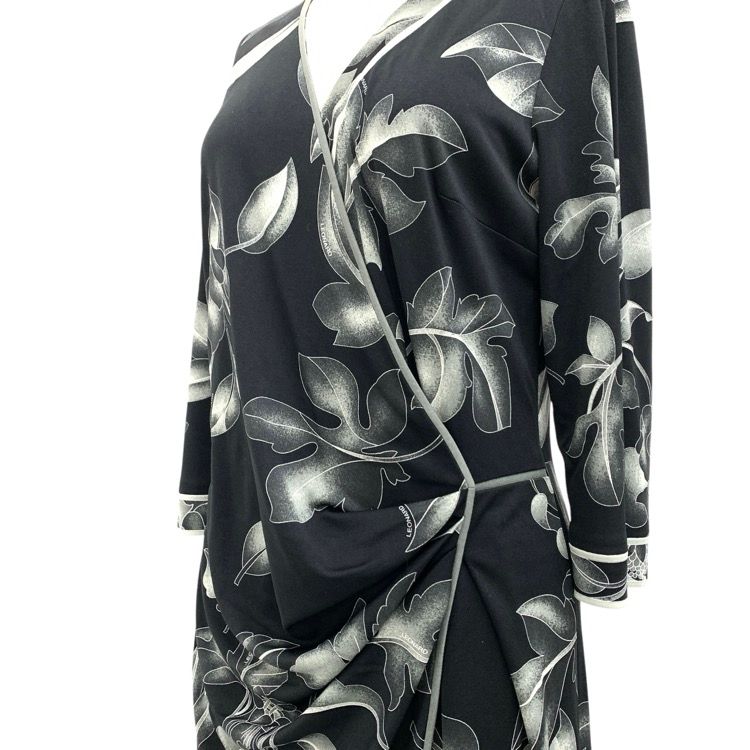 LEONARD レオナール ラップドレス カンカン素材 ワンピース ブラック