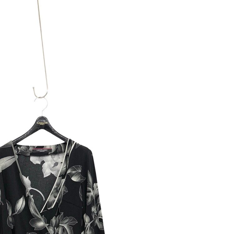 LEONARD レオナール ラップドレス カンカン素材 ワンピース ブラック