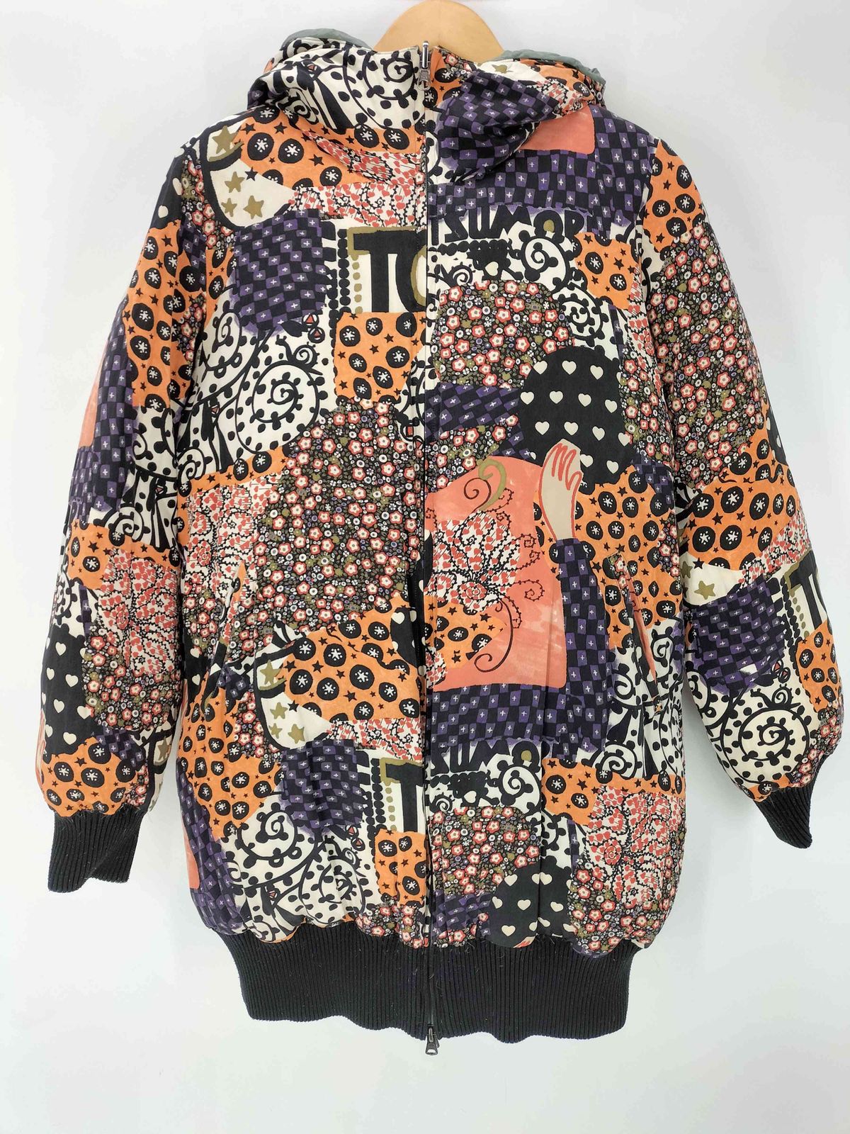 ツモリチサト TSUMORI CHISATO 裏地 総柄 絹 シルク リバーシブル