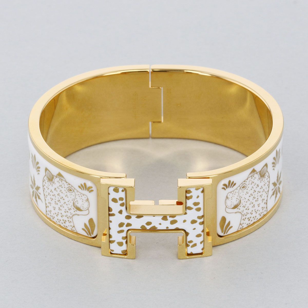 HERMES エルメス クリッククラック Hバングル レオパード バングル