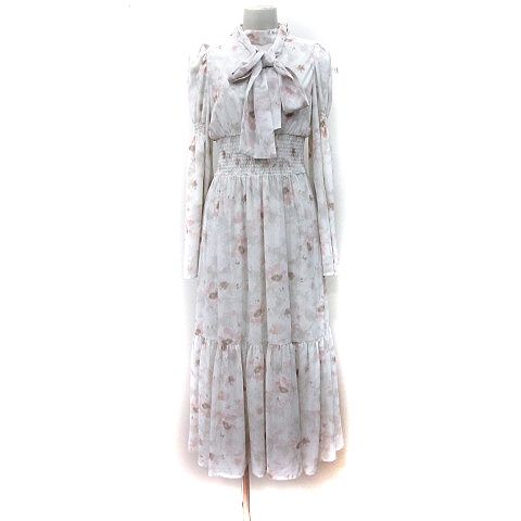 ナイスクラップ NICE CLAUP ワンピース ロング シフォン ボウタイ