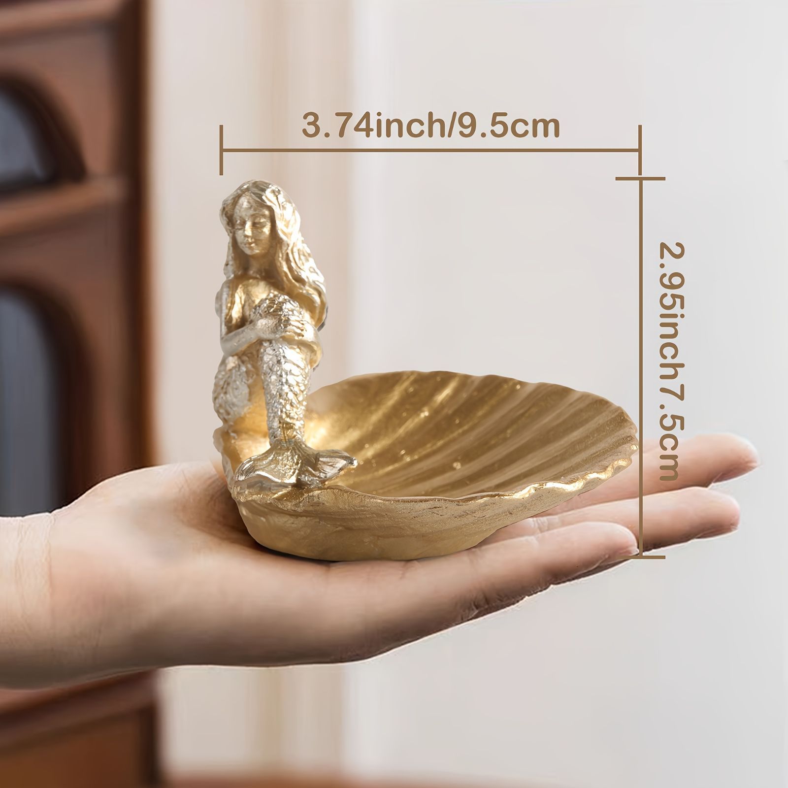 小物入れ 鍵置き 置物 インテリア オブジェ 貝の上に座っている人魚