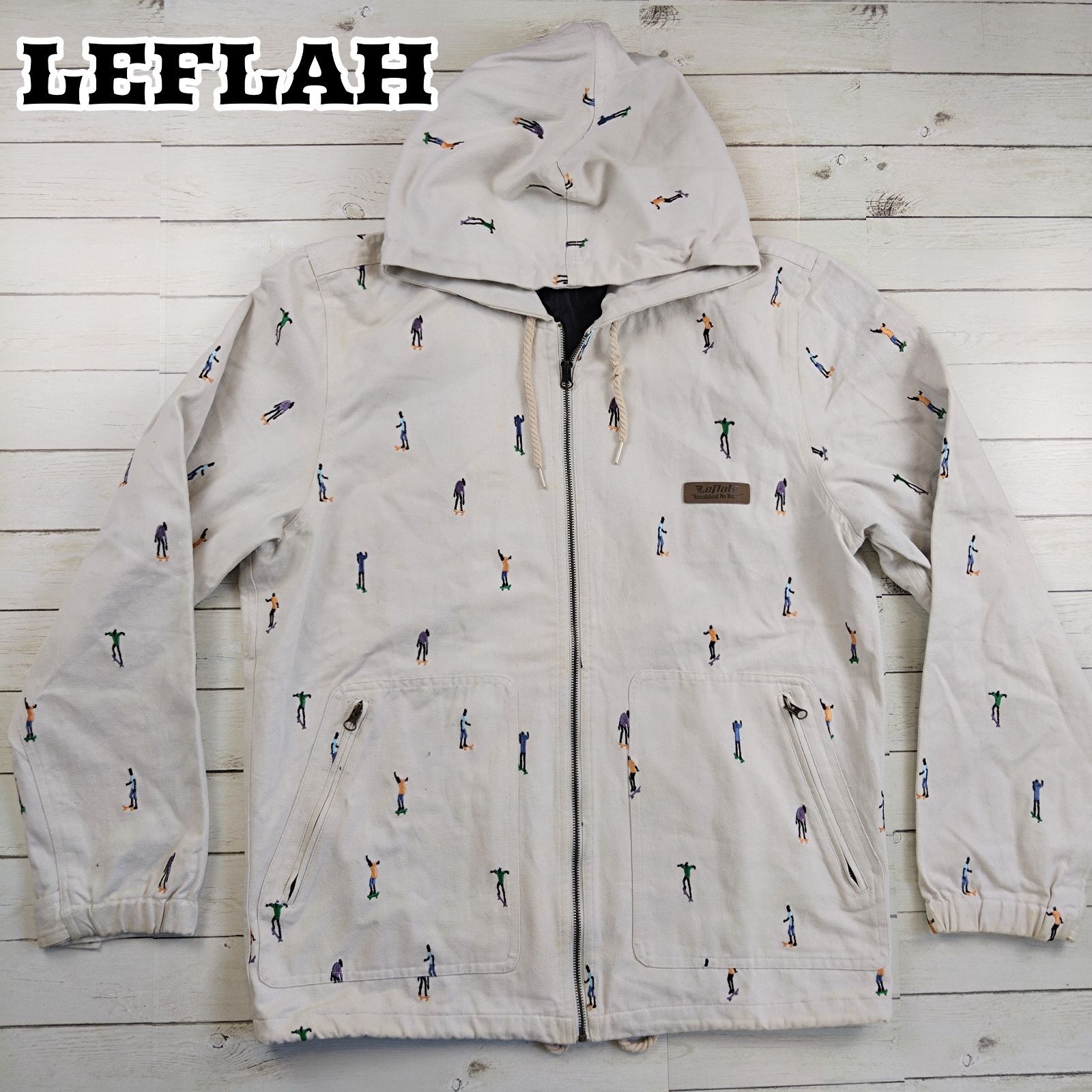 LEFLAH/レフラー スケーター刺繍ジップアップパーカージャケット XXL 