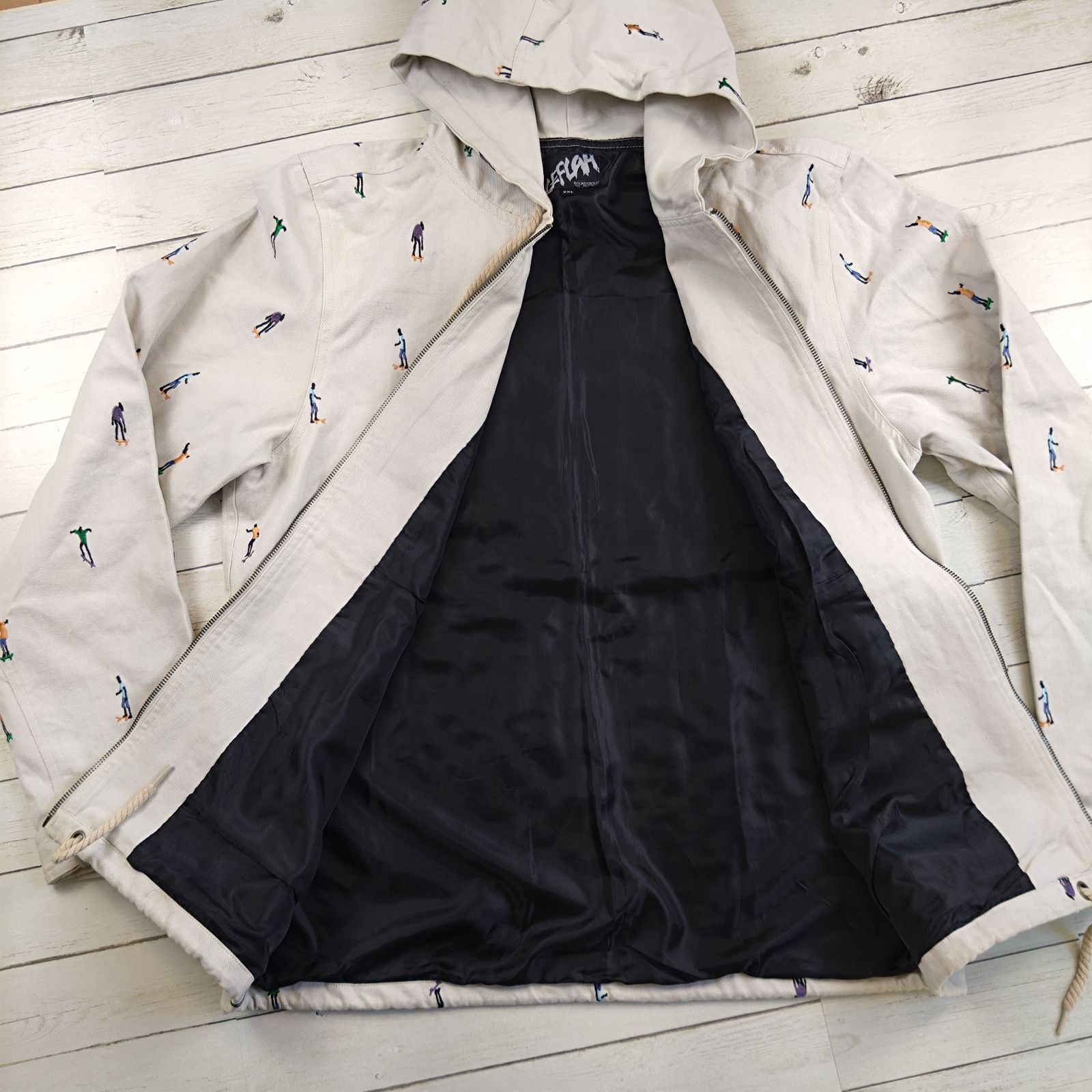 LEFLAH/レフラー スケーター刺繍ジップアップパーカージャケット XXL 