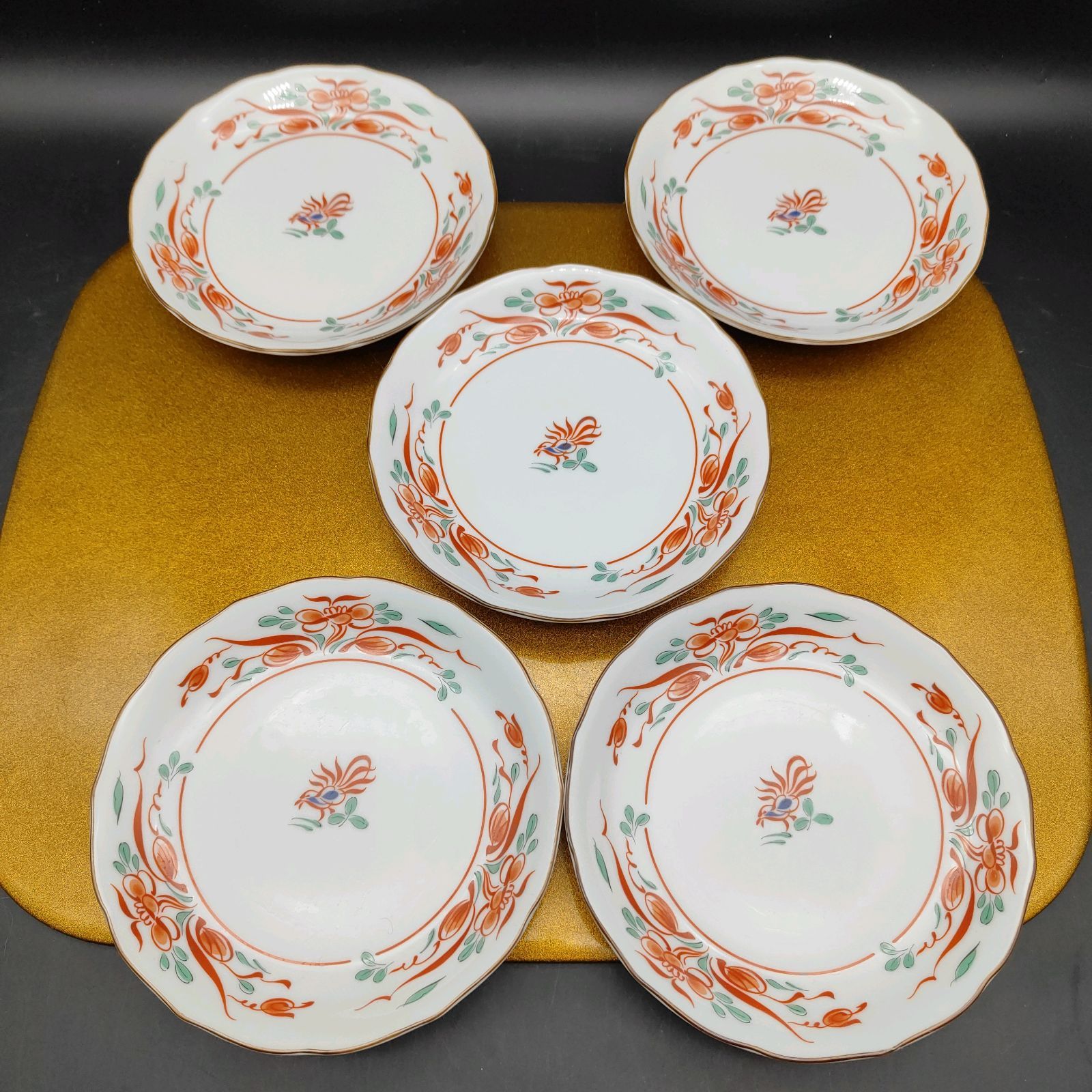 未使用】 たち吉 大皿 取り分け皿 中鉢 セット 赤絵 8点 深皿 橘吉