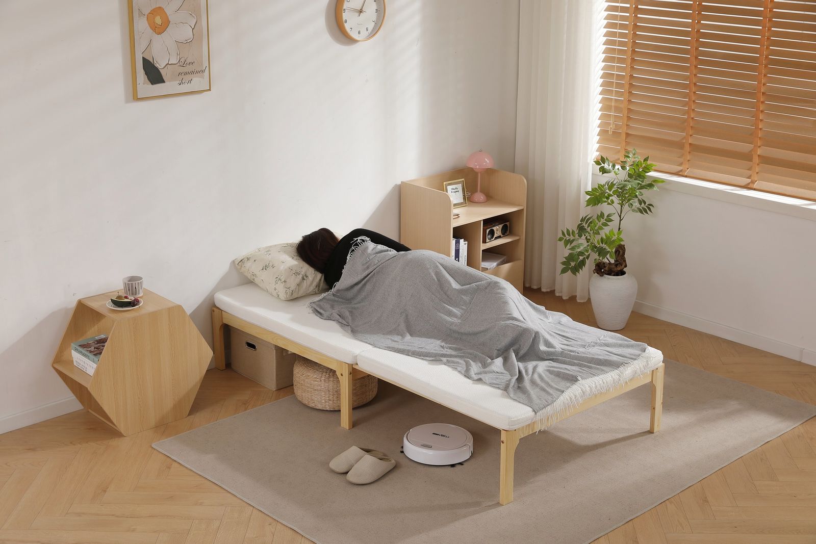 厚さ8cmベージュマット付き】ディベッド ソファベッド シングル 天然