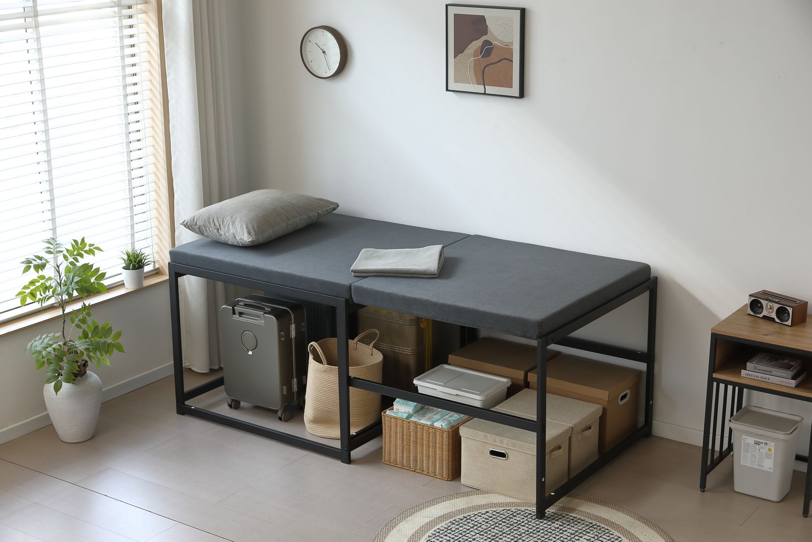 高さ75cm 伸長式ベッド ディベッド シングル 高いベッド パイプベッド