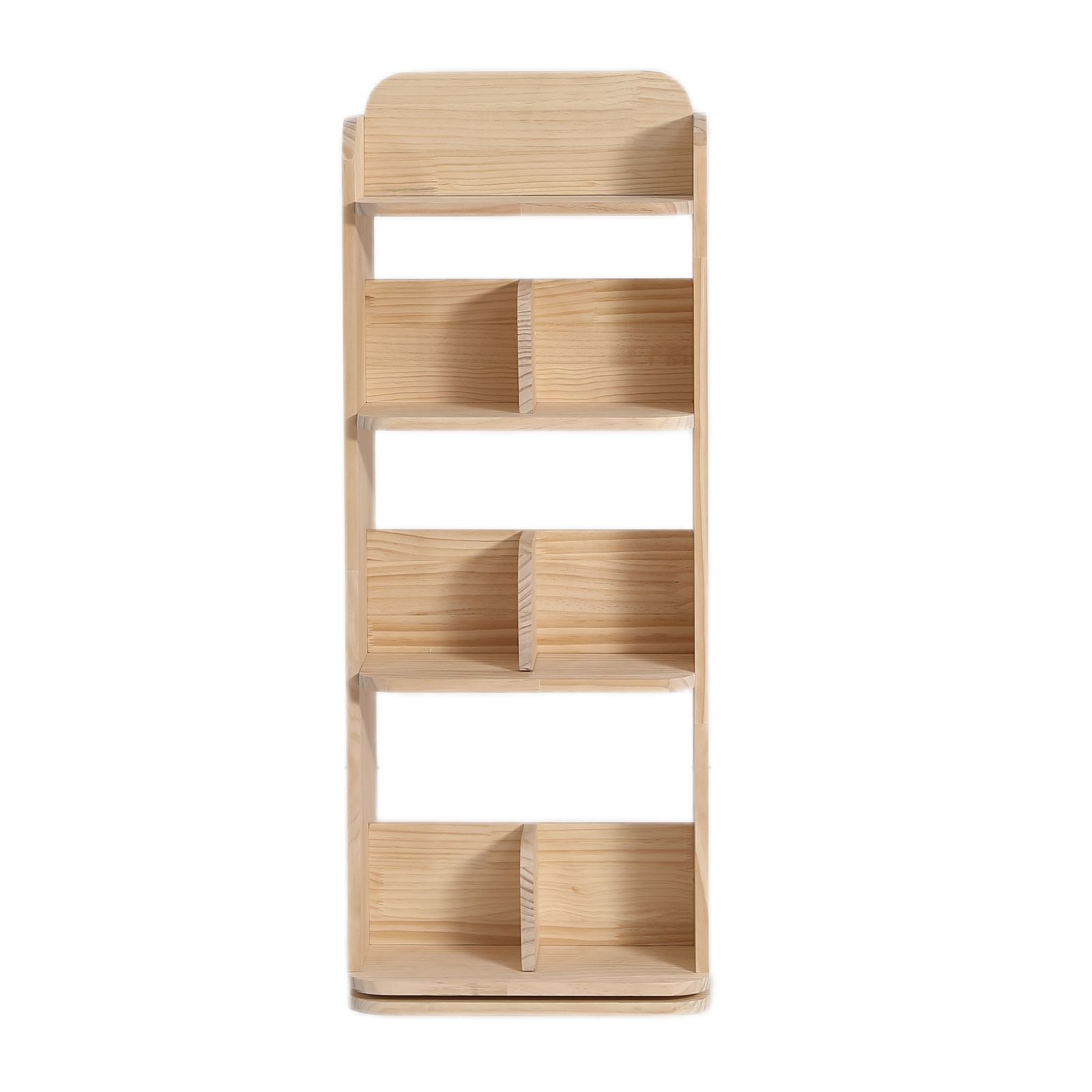 4段 】本棚 回転式 天然木製 パイン材 絵本棚 図鑑対応 コミック収納棚