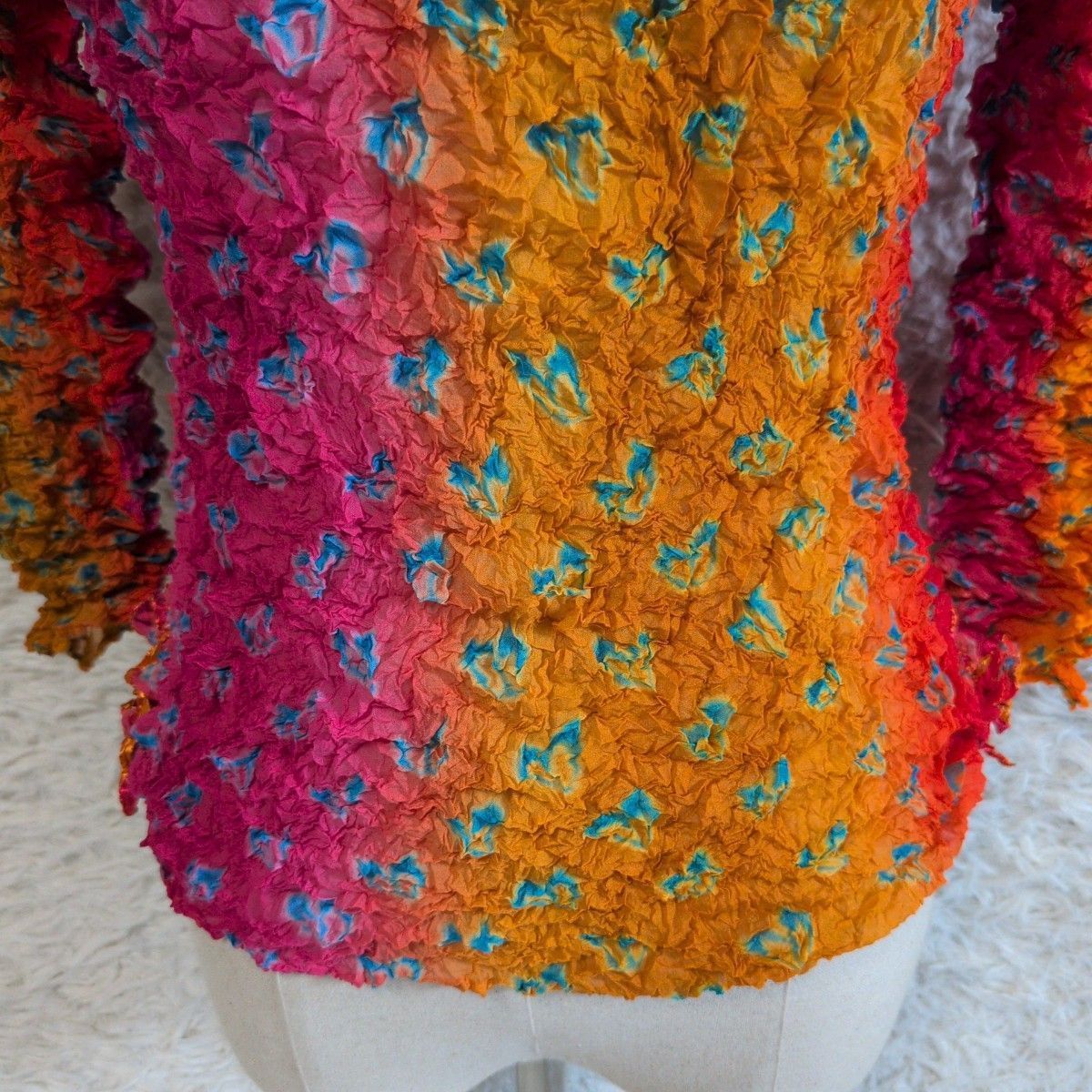 美品✨ISEEY MIYAKE FETE 絞り加工トップス ハート柄 総柄 プル