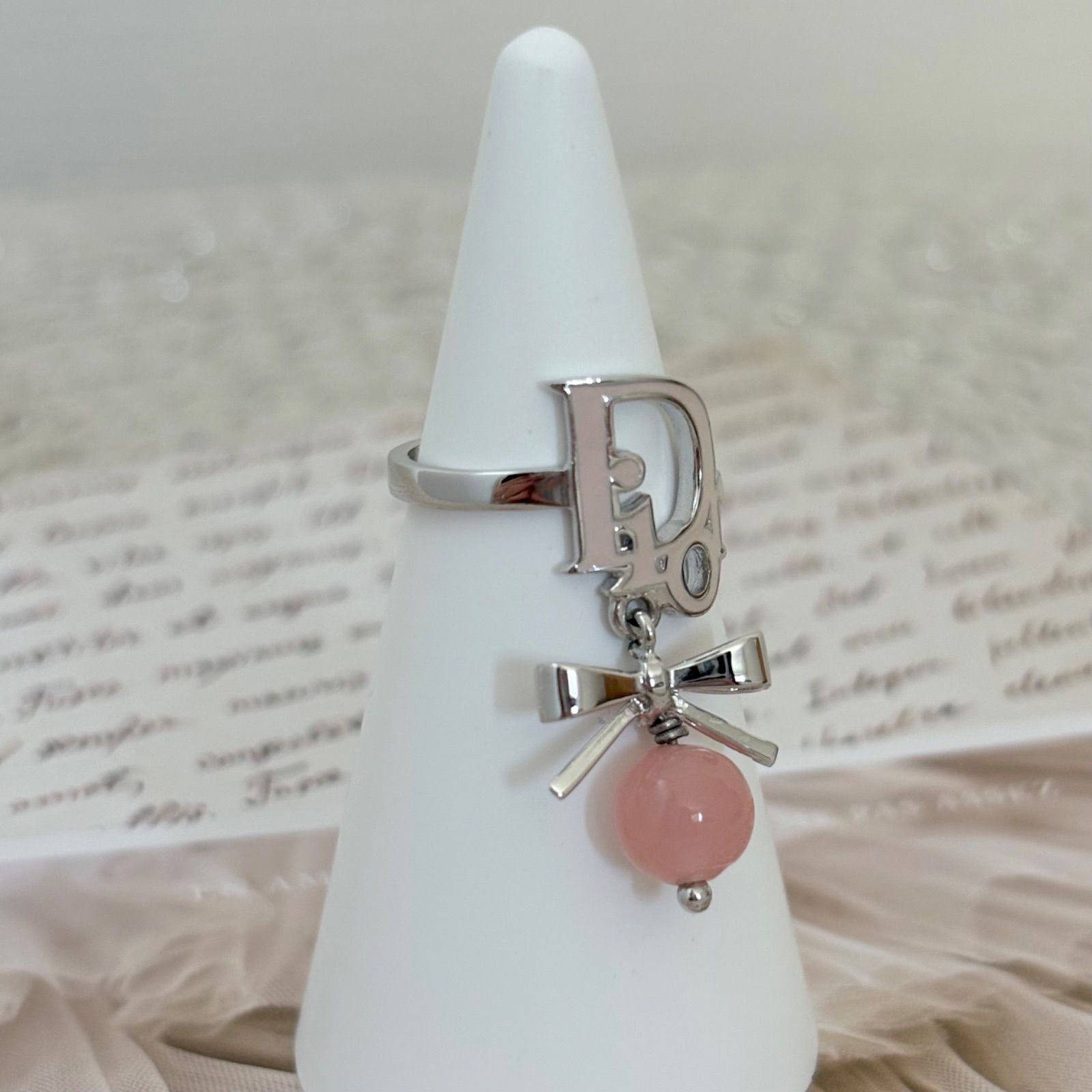 ✨Dior✨ディオール✨リボンモチーフ✨CDロゴ✨ピンク✨リング