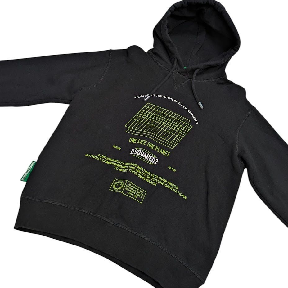 DSQUARED2 D2 Manifesto Cool Hoodie Black S78GU0069 ディー