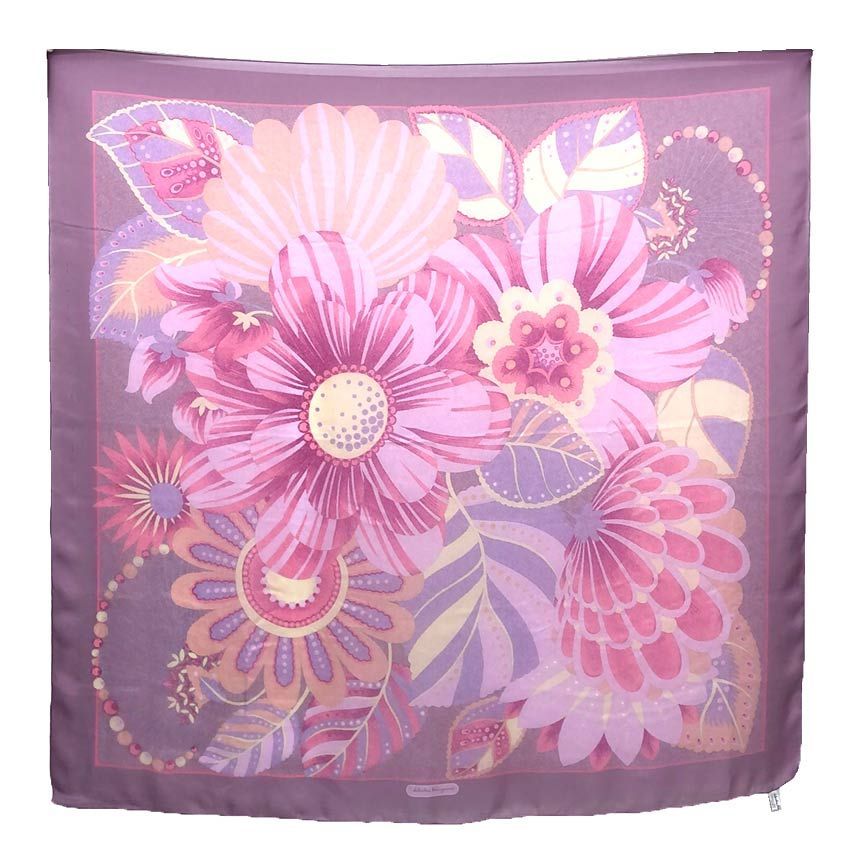 Ferragamo フェラガモ シルクシフォン ショール ストール 大判