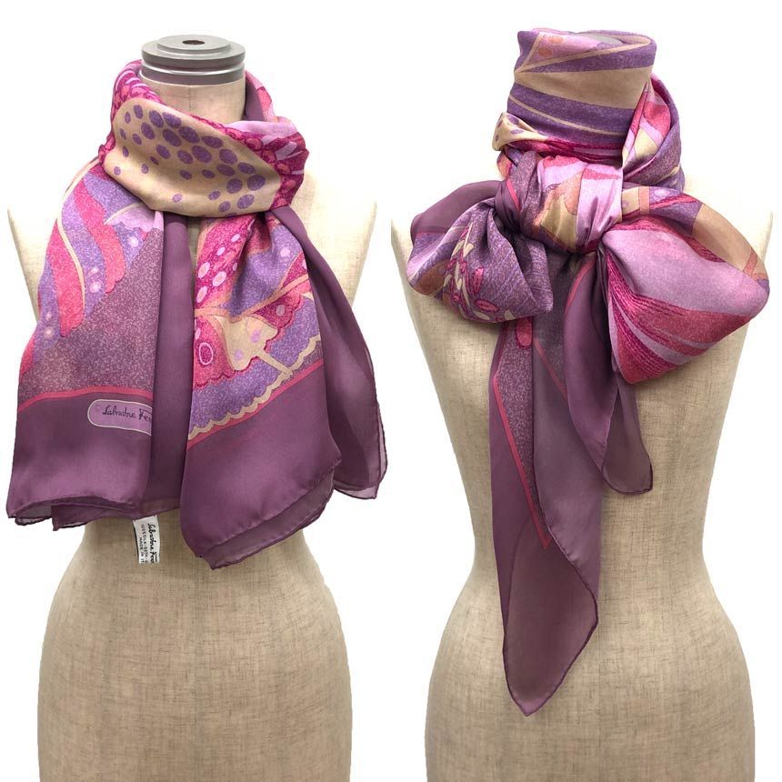 Ferragamo フェラガモ シルクシフォン ショール ストール 大判