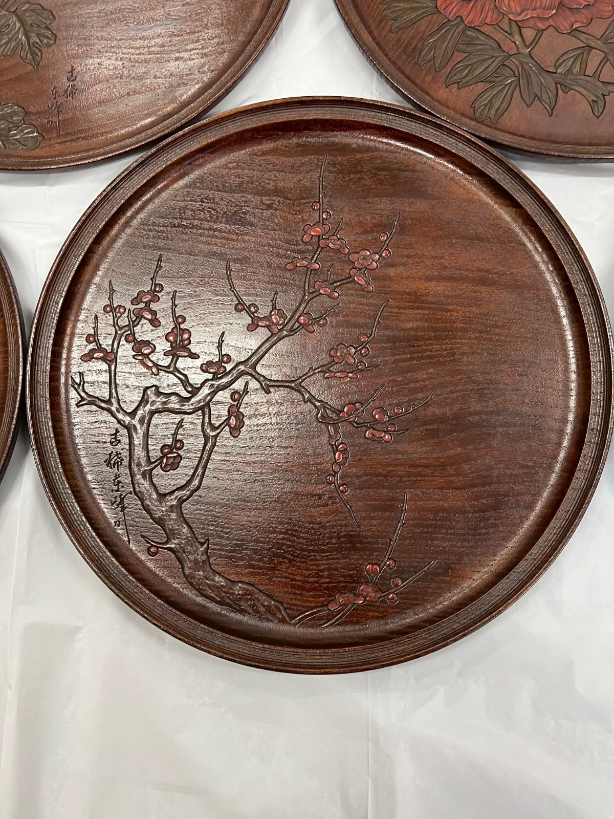 烏城彫 丸盆 5点セット 木製 - メルカリ