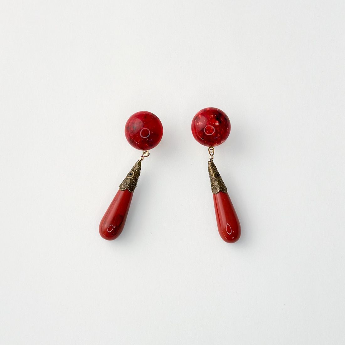 赤いフラメンコ衣装 イベリア フローレスとピアスセット フラメンコの