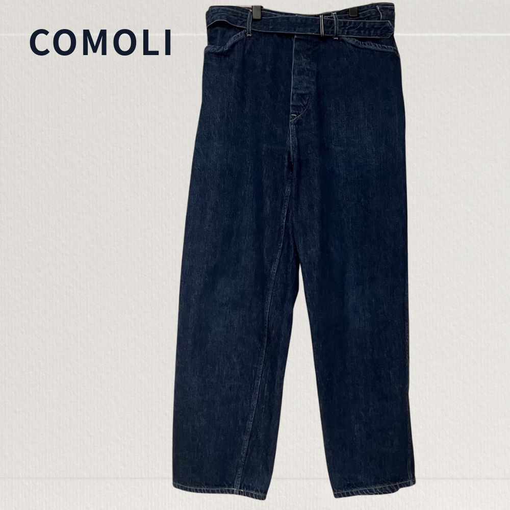 COMOLI (コモリ) デニム ベルテッドパンツ インディゴ - メルカリ