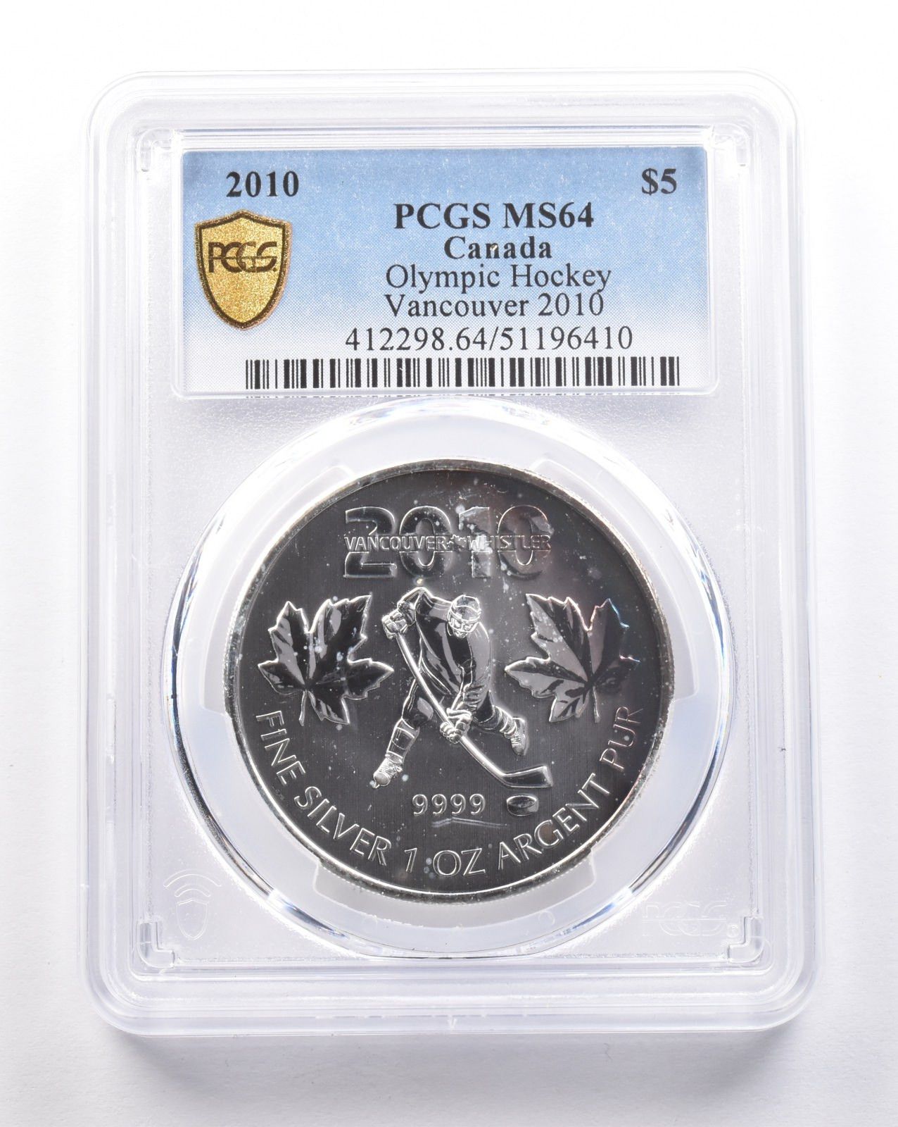 2010年 カナダ 5ドル銀貨 バンクーバーオリンピック ホッケー MS64