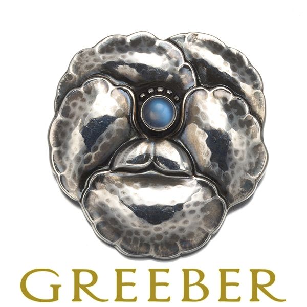 ジョージジェンセン ブローチ ムーンストーン 113 パンジー フラワー