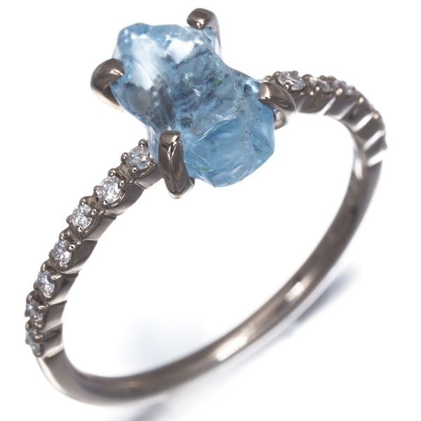 アガット リング アクアマリン ダイヤ ダイヤモンド 0.11ct 原石