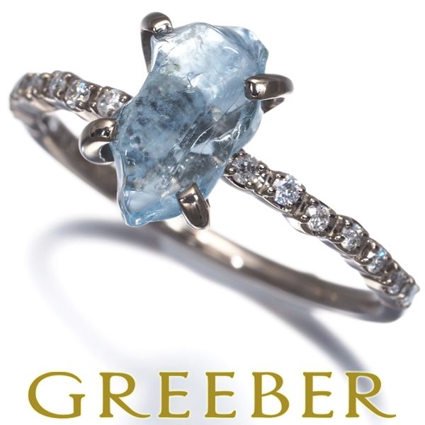 アガット リング アクアマリン ダイヤ ダイヤモンド 0.11ct 原石