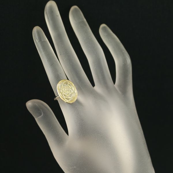 アガット リング クォーツ 薔薇 フラワー カーヴィング 11号 K10YG