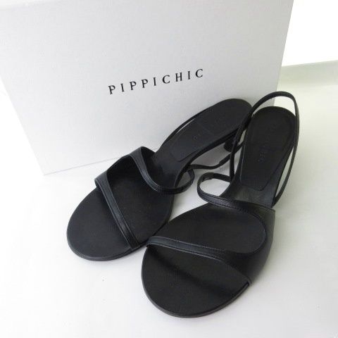 ピッピシック PIPPICHIC サンダル シューズ ローヒール 黒 ブラック 37