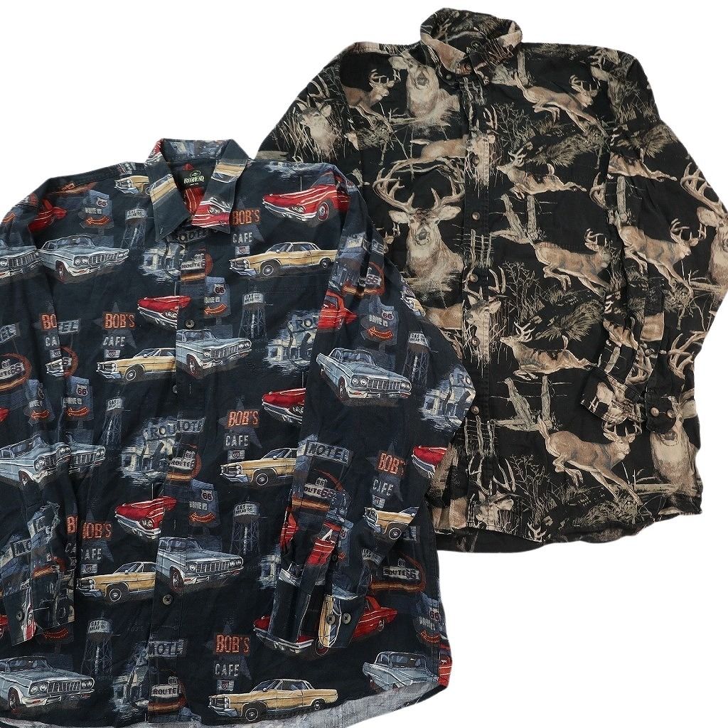 古着卸 まとめ売り モチーフMIX 長袖シャツ 6枚セット (メンズ XL /2XL