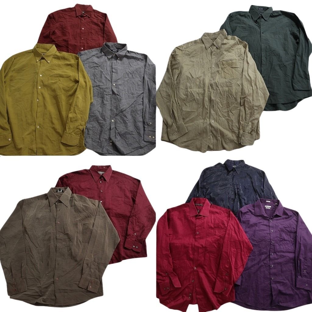 古着セット 古着卸 まとめ売り 長袖シャツ MIX 10枚セット (メンズ XL ) ボタン