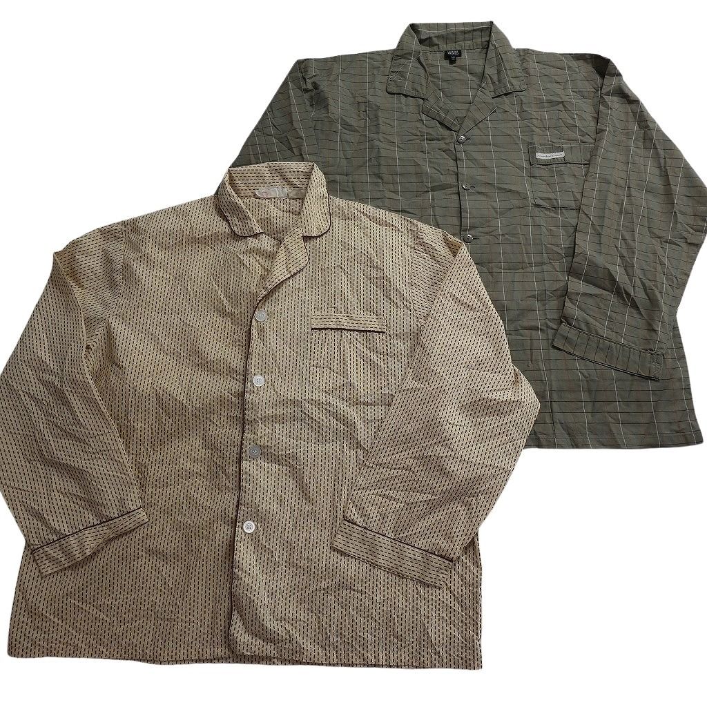 古着卸 まとめ売り 長袖 パジャマシャツ 10枚セット (メンズ XL /2XL