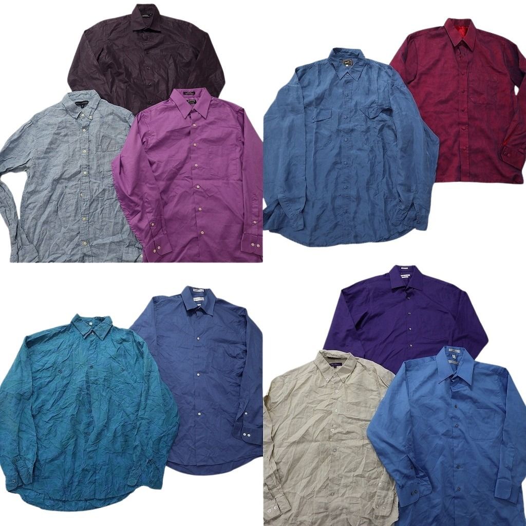 古着まとめ売り 古着卸 まとめ売り 長袖シャツ MIX 10枚セット (メンズ M ) ダブル