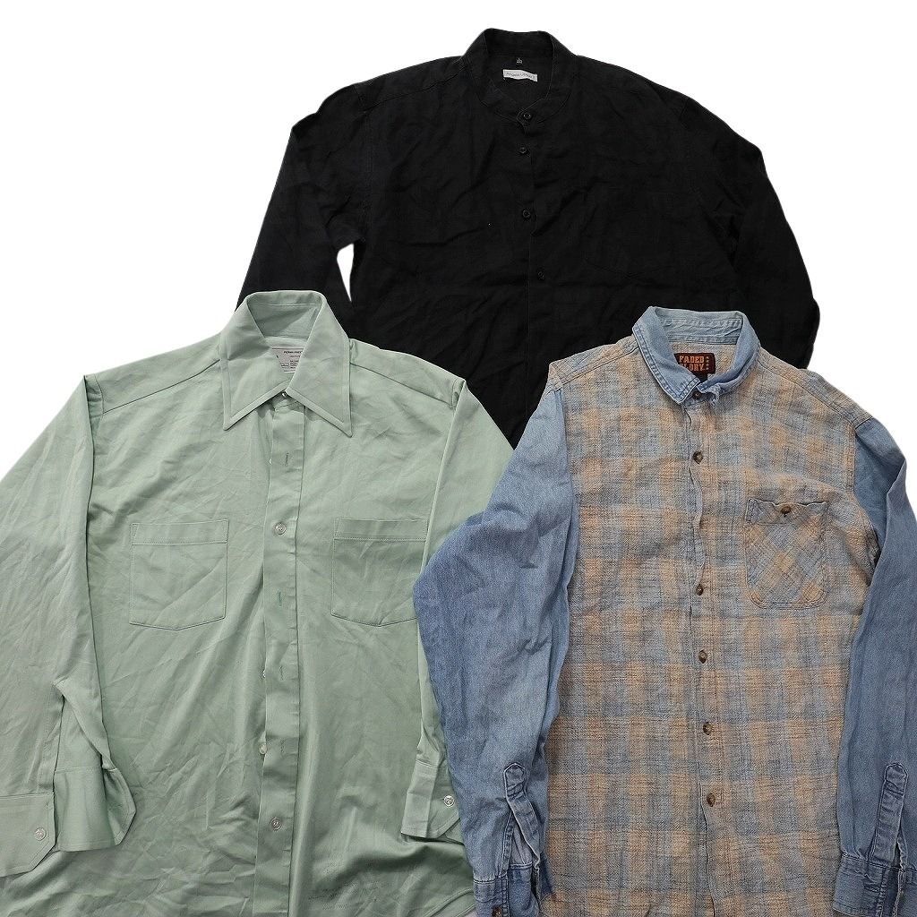 古着卸 まとめ売り 長袖シャツ MIX 10枚セット (メンズ L ) ボタン