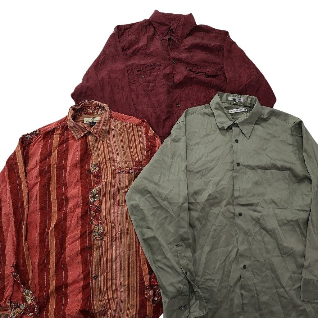 古着卸 まとめ売り 長袖シャツ MIX 10枚セット (メンズ L ) ノーカラー