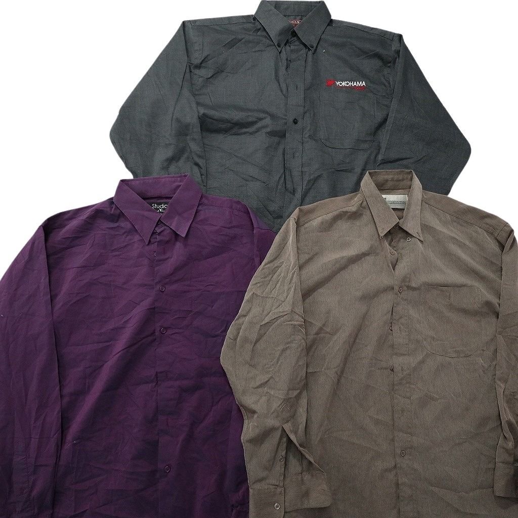 古着まとめ売り 古着卸 まとめ売り 長袖シャツ MIX 10枚セット (メンズ L ) 企業 ノー