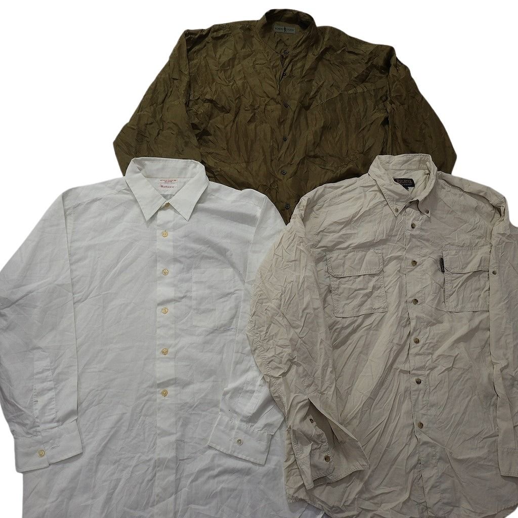 古着卸 まとめ売り 長袖シャツ MIX 10枚セット (メンズ XL ) ダブル