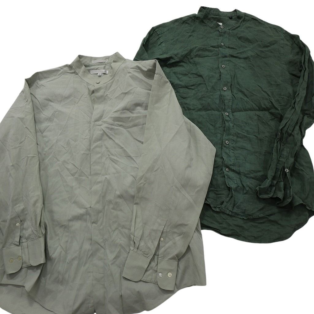 古着卸 まとめ売り 長袖シャツ 10枚セット (メンズ XL ) ノーカラー