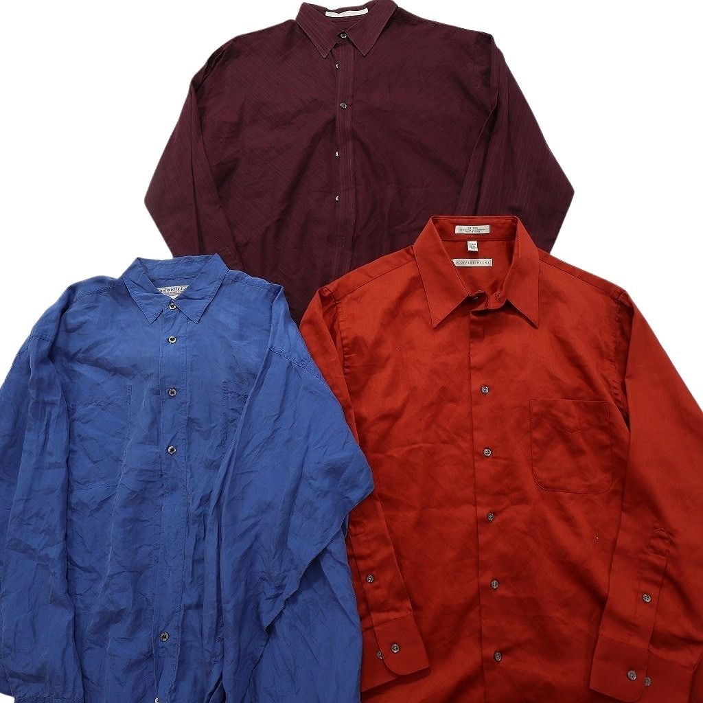 古着卸 まとめ売り 長袖シャツ 10枚セット (メンズ XL ) ノーカラー