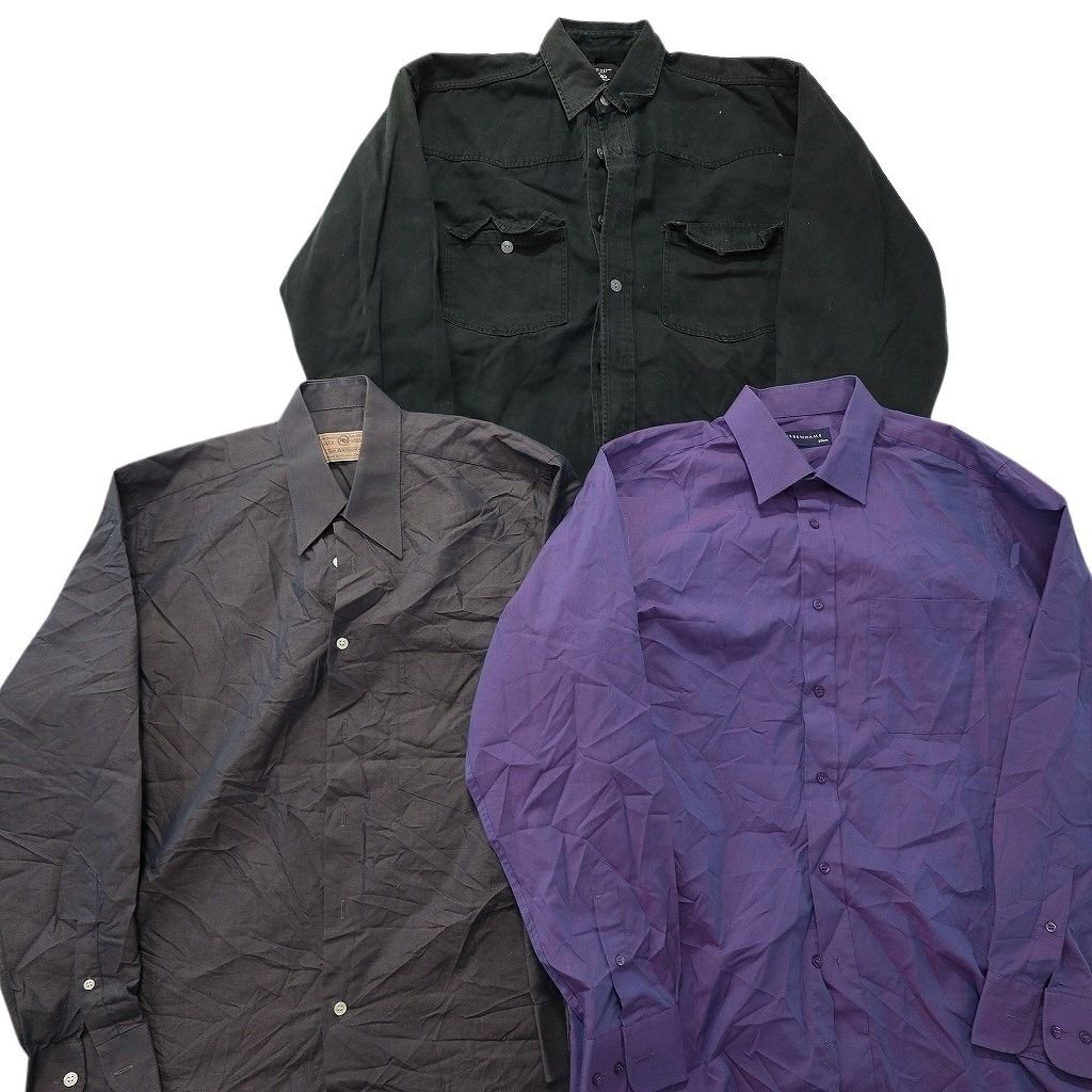 古着卸 まとめ売り 長袖シャツ MIX 10枚セット (メンズ M ) ノーカラー