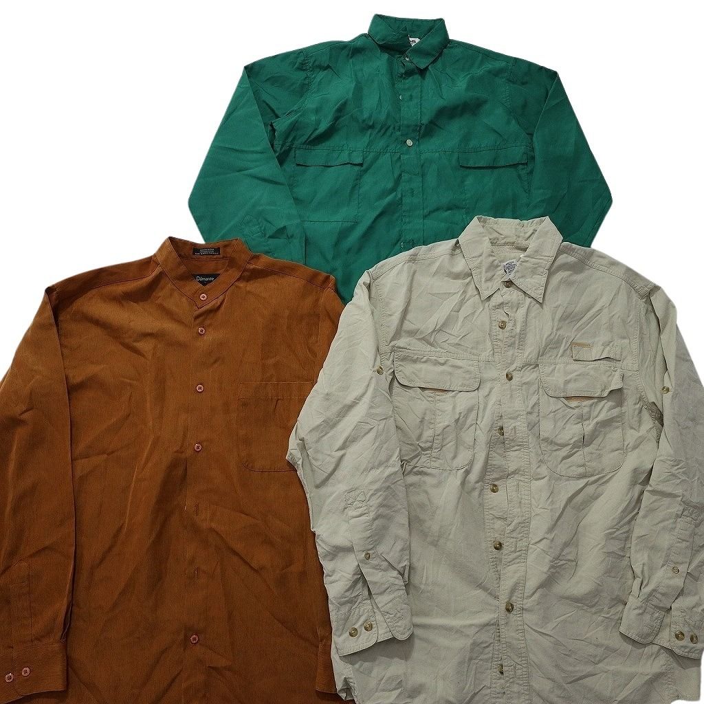 古着まとめ売り 古着卸 まとめ売り 長袖シャツ MIX 10枚セット (メンズ M ) ノーカラー