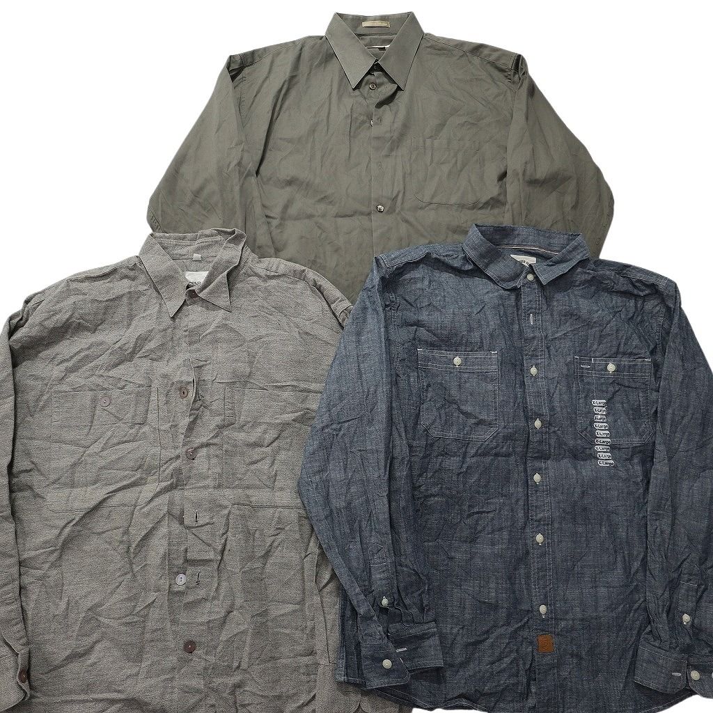 古着卸 まとめ売り 長袖シャツ MIX 10枚セット (メンズ L /XL ) ボタン
