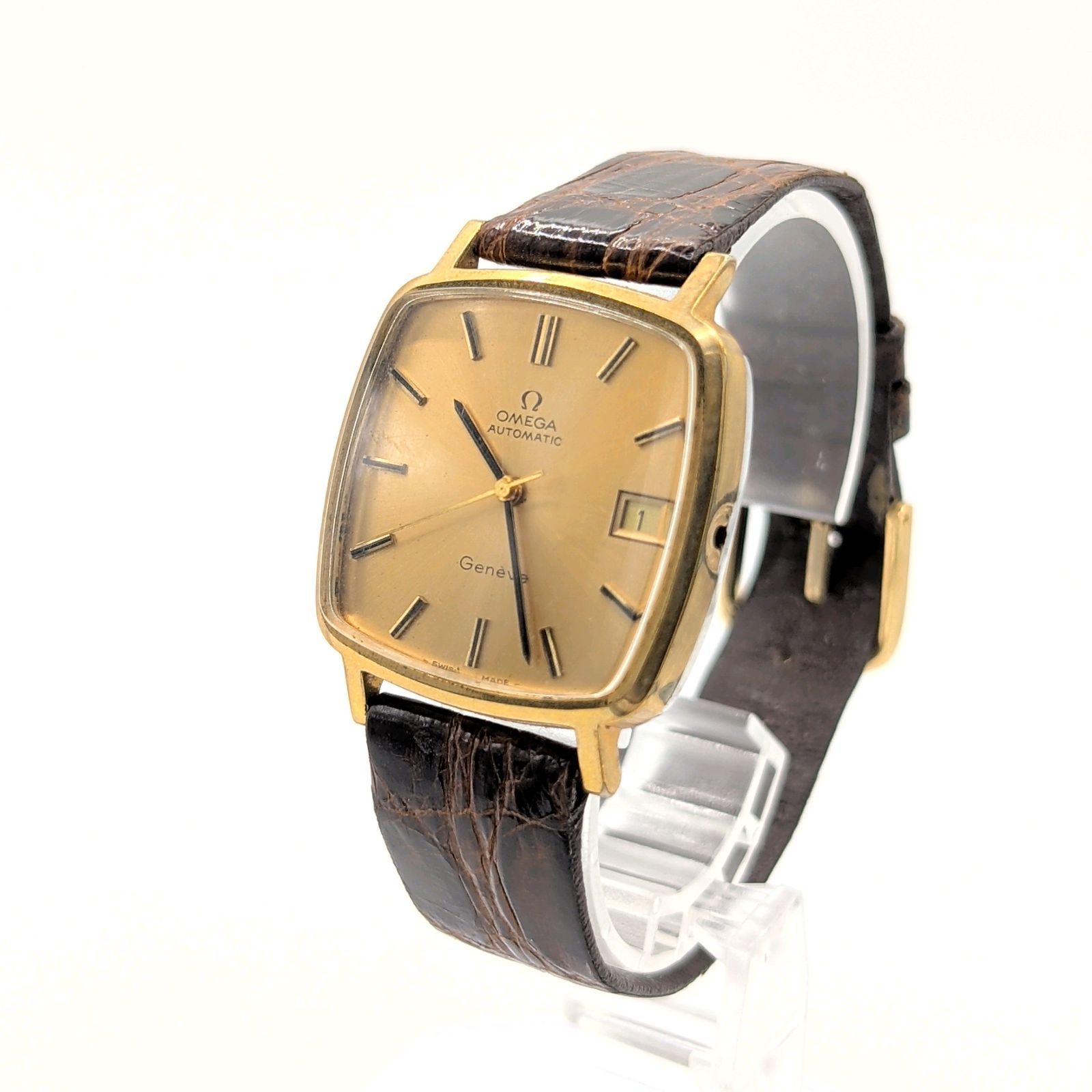 OMEGA DE VILLE Watch Quartz Men's Square Date Y2K 00S Vintage Not