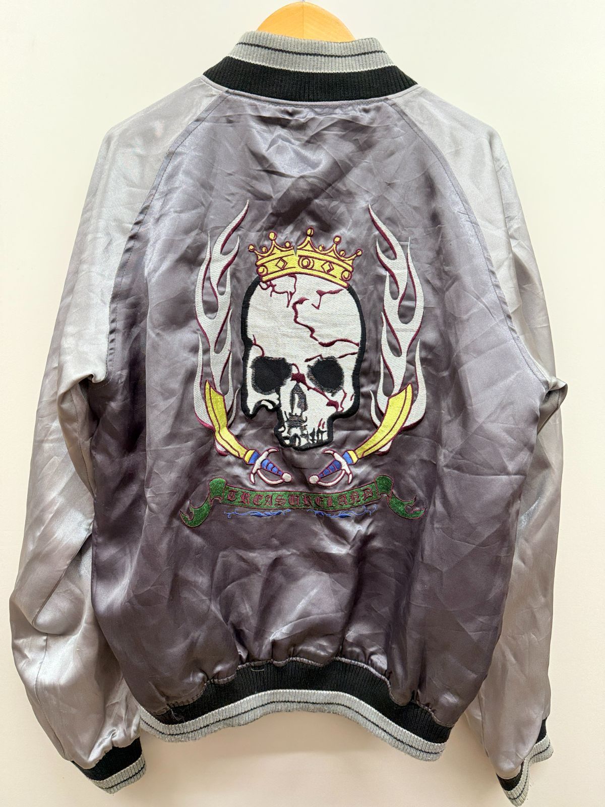 △▽△0204 佐藤正 リバーシブル スカジャン スカル 骸骨 刺繍 Lサイズ