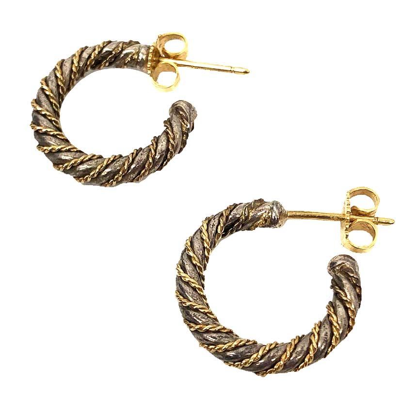 TIFFANY ティファニー ツイストフープ ピアス SV925×750YG シルバー