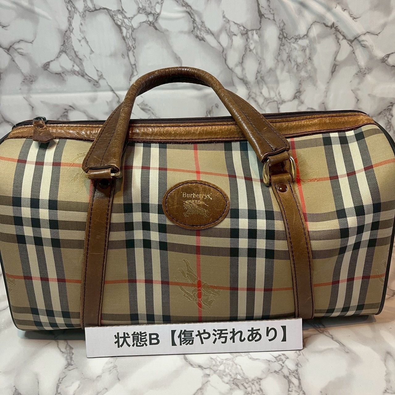 バーバリー BURBERRYS ノバチェック ボストンバッグ レザー切替 大容量