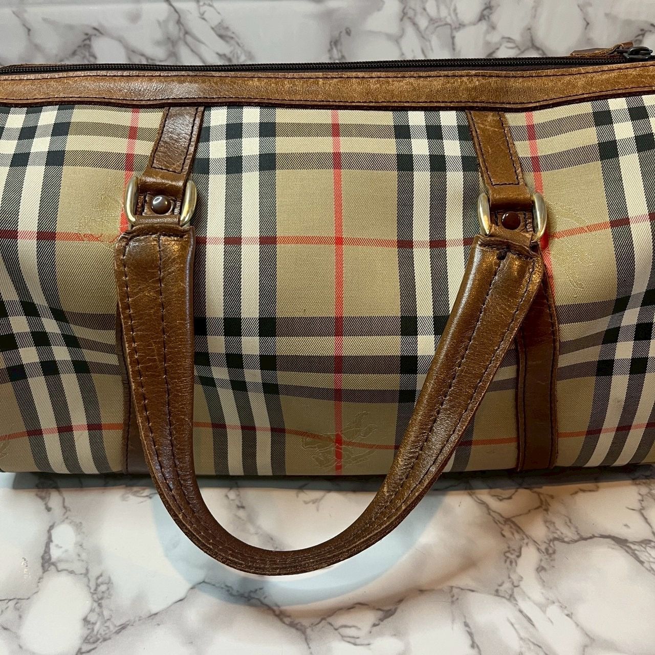 バーバリー BURBERRYS ノバチェック ボストンバッグ レザー切替 大容量
