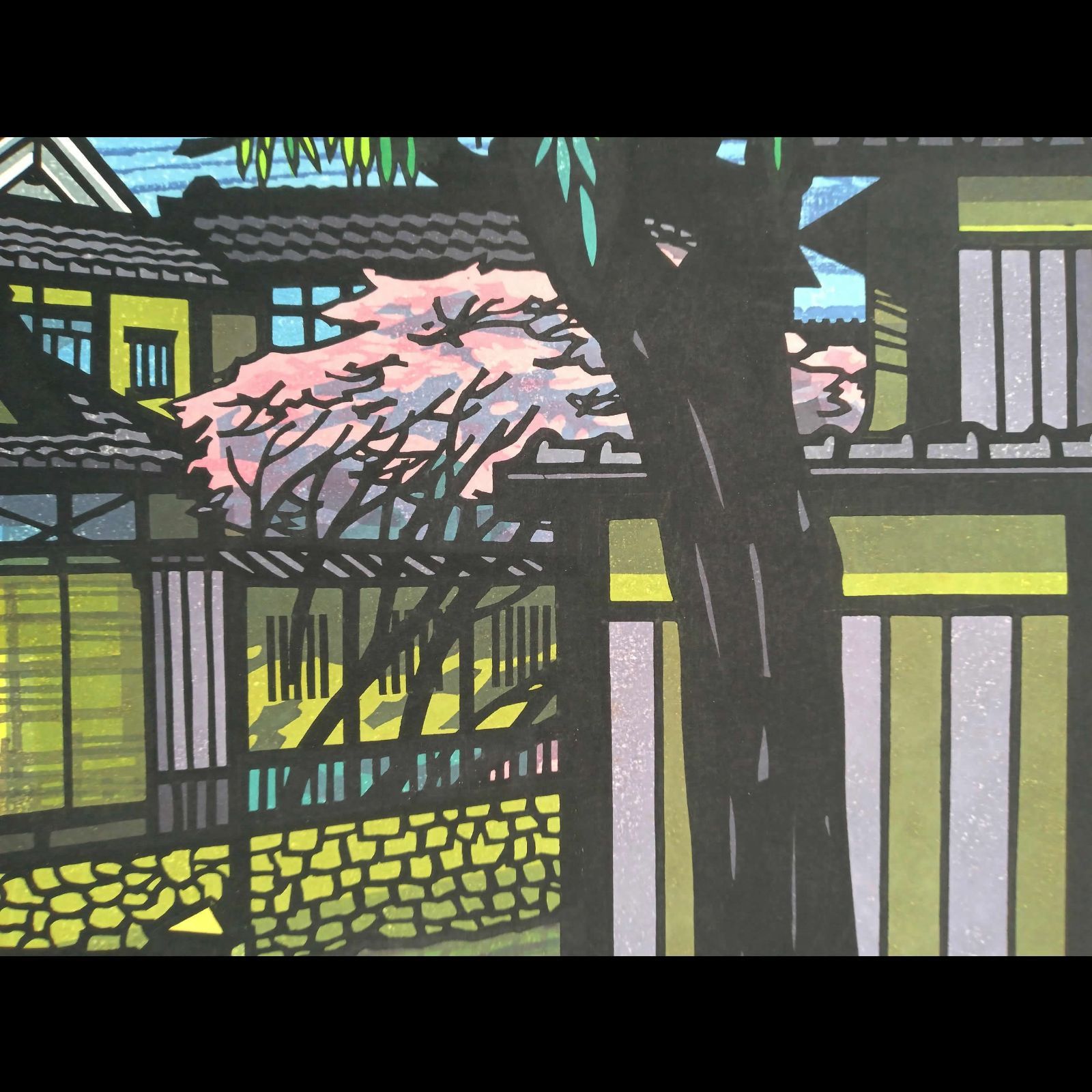 真作：クリフトン・カーフ 木版画「SHIRAKAWA-SHINBASHI」1986年作